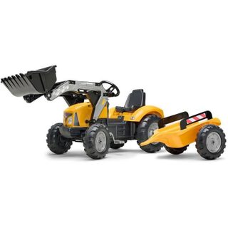 Tractopelle à pédales SuperBuilder - FALK - Capot ouvrant et remorque - Fabriqué en France - 60% de plastique recyclé - Dès 3 ans