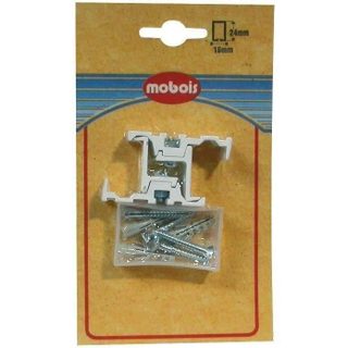 Support plafond simple pour chemin de fer - blanc - lot de 2 - 16x24 mm
