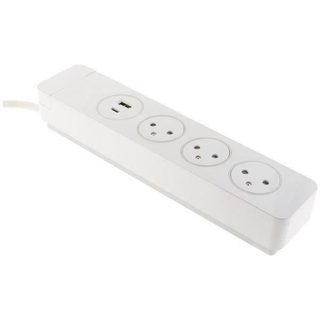 OTIO Bloc Mantea 3 prises Easyeject + 2 USB - 1 5m - Blanc