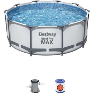 Piscine Hors-sol Tubulaire - BESTWAY - Steel Pro Max - 305x100 cm - Épurateur à Cartouche - Échelle