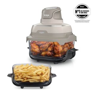Air fryer - NINJA - CRISPi FN201EUSD2 - 1700 W - 2 récipients en verre 3 8 L + 2 3 L - 4 modes de cuisson - Sans PFAS