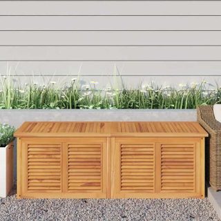 vidaXL Boîte de rangement jardin et sac 150x50x55 cm bois massif teck boîte de rangement extérieure boîte de couverture 363272
