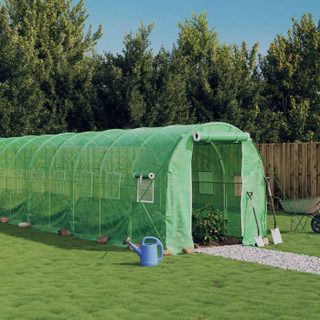 Vidaxl Serre avec cadre en acier vert 20 m2 10x2x2 m, polytunnel, serre à cadre froid