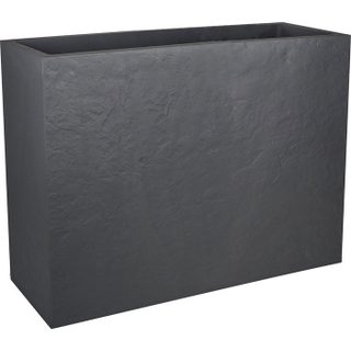 Jardinière Muret Loft L - EDA - Volcania - 46 L - Intérieur/Extérieur - Décor Pierre - 78 5 x 29 5 x H. 60 cm - Gris Anthracite