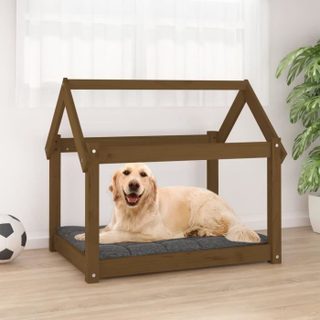 822210 vidaXL Lit pour chien Marron miel 81x60x70 cm Bois de pin solide