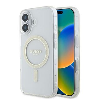Coque pour iPhone 16 - Guess IML Glitter Circle MagSafe (GUHMP16SHFGERET) - Clear