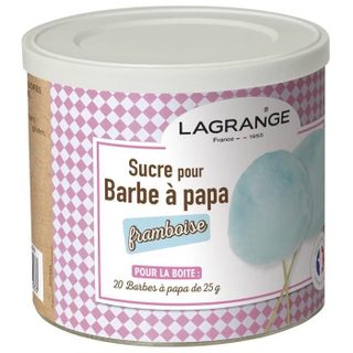 Boîte de sucre à barbe à papa LAGRANGE 380008 - Parfum framboise - 500g
