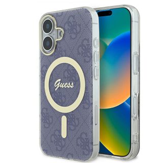 Coque Guess IML 4G MagSafe pour iPhone 16 - Blue