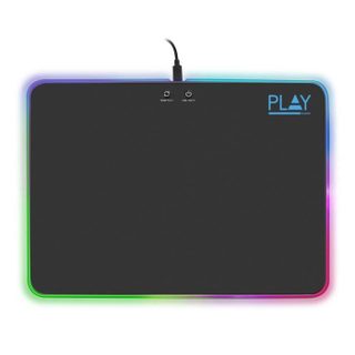 Tapis de souris de jeu Ewent PL3341 - Noir - Alimenté par USB - Base antidérapante - Effets lumineux RGB