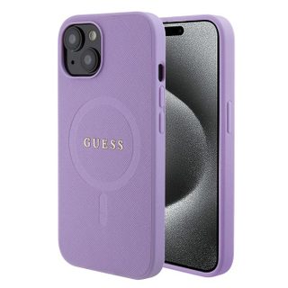 Coque Guess Saffiano MagSafe pour iPhone 15 - Purple