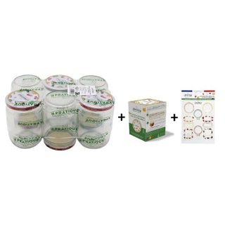 Lot 6 bocaux stérilisables + 12 couvercles + 30 étiquettes - LE PRATIQUE - 500 ml