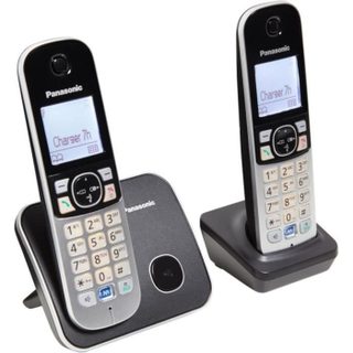 Téléphone résidentiel sans fil PANASONIC KX-TG6812 - Duo - Argent et noir - Répertoire 120 noms et numéros