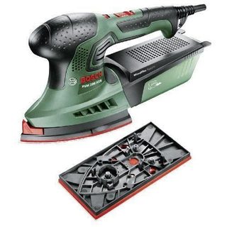 Bosch Ponceuse multifonction PSM 200 AES avec surfaces de ponçage interchangeables et système micro filtre 06033B6000