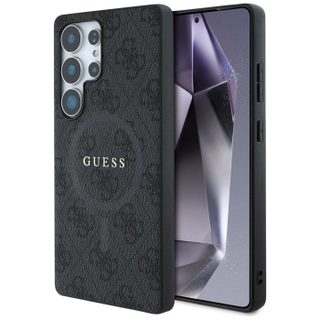 Guess - GUHMS25LG4GFRK - Leather 4G Colored Ring Classic Logo MagSafe Case Samsung Galaxy S25 Ultra noir