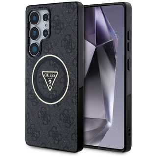 Smartphone Guess - GUHMS25LHG4PRTGK - Coque MagSafe 4G Glitter Triangle tons pour Samsung Galaxy S25 Ultra Noir