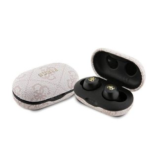 Guess 4G Metal Logo - Casque Bluetooth TWS ENC + étui de chargement (rose)