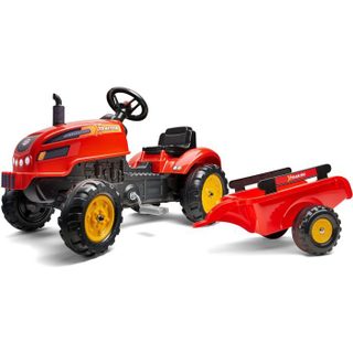 Tracteur - FALK - X-Tractor - Dès 2 ans - 100% Fabriqué en France - 50% de plastique recyclé - Capot ouvrant cheminée et remorque