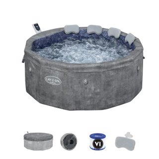Spa semi rigide BESTWAY - Lay-Z-Spa Carrara - 140 airjets - 170 x 65 cm - 4 à 6 places - Rond (couverture cartouche 4 appuie-tête)
