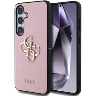 Guess PU Grained 4G Metal Logo Back Cover pour Samsung Galaxy S25 Pink