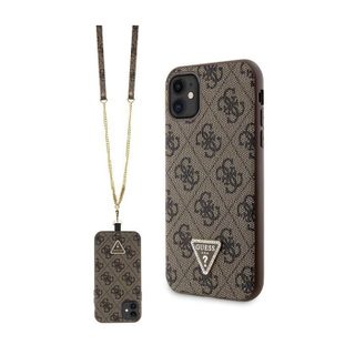 Coque de téléphone - Guess - iPhone 11 - Marron - Logo en métal - Rigide
