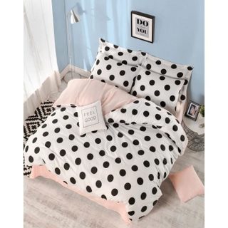 Parure de lit - 1 housse de couette 220 x 240 cm + 2 taies doreiller 60 x 60 cm - 65% coton 35% polyester - Blanc