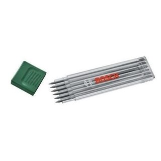 6 mines de rechange en graphite HB 2 8 mm BOSCH - Pour crayon marqueur à trous profonds - Boîtier de rangement