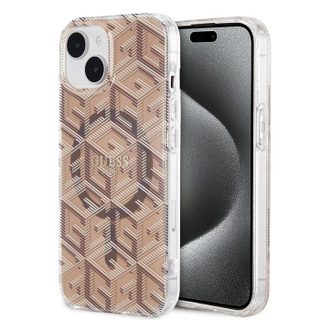 Coque Guess IML GCube MagSafe pour iPhone 15 - Brown