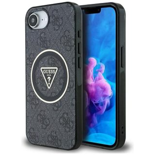 Coque Guess IML Metal Glitter 4G Circle Triangle MagSafe pour iPhone 16e - Black
