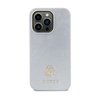 Guess 4G Strass Metal Logo - Coque pour iPhone 15 Plus (Argent)