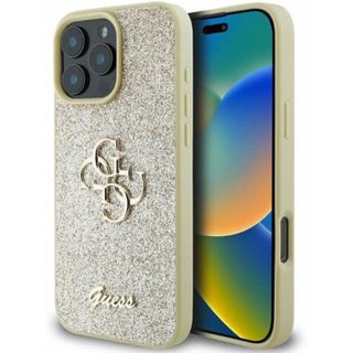 Coque pour iPhone 16 Pro Max - Guess Glitter Fixe Big 4G (GUHCP16XHGG4SGGD) - Or