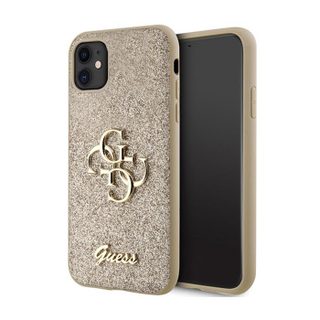 Guess Glitter Script Big 4G - Coque iPhone 11 (Or)