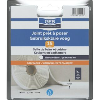 Joint prêt à poser - GEB - Largeur 15 mm x 3 35 m - Blanc
