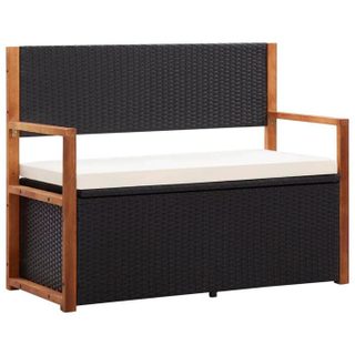 Vidaxl Banc de jardin 115 cm Résine tressée et bois dacacia Noir 46010