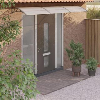 vidaXL Auvent de Porte Marquise Solaire avec Support Abri Protection contre Pluie Banne Entrée Porte Patio 300x75 cm 153581