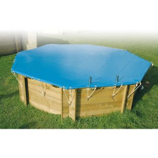 Bâche dhiver et de sécurité pour piscine bois UBBINK Octogonale 360 - Bleue - Epaisseur 550gr