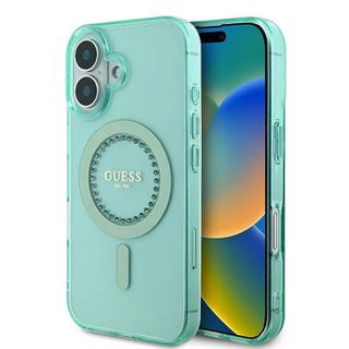 Coque Guess IML Rhinestones MagSafe pour iPhone 16 Plus - Green