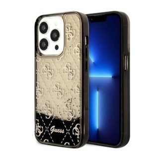 Guess Liquid Glitter Transculent 4G - Coque pour iPhone 14 Pro (Noir) - 3666339116217