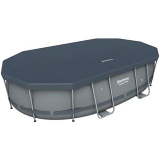 Bâche de protection pour piscine - BESTWAY - Levant Ovale 424 x 250 cm - Noir - Fixation par corde - Trous anti-accumulation