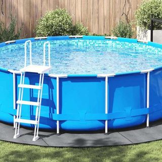 vidaXL Bâche de Piscine Tapis de Sol Rond Couverture de Piscine Protection de Piscine Jardin Terrasse Gris Clair Ø458 cm 94220