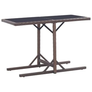 Table de jardin - vidaXL - Marron - Verre - Résine tressée - 110x53x72 cm
