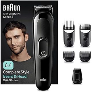 Braun Series 3 MGK3420 - Kit de Tonte Multifonction 6-en-1 pour Barbe et Cheveux - Rechargeable - Noir