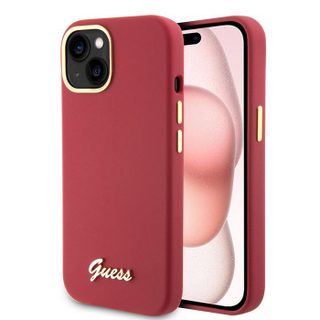 Coque Guess Silicone Logo Strass 4G pour iPhone 15 - Red
