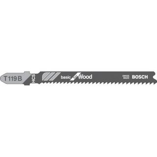 Lot de 3 lames de scie sauteuse BOSCH T 119 B pour bois tendre