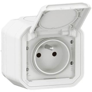 LEGRAND Prise de courant avec terre étanche avec volet Plexo - 16A 250V - Blanc