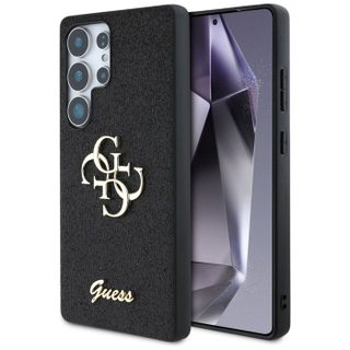 Coque Guess À Paillettes Fixes Avec Grand Logo En Métal 4G Pour Samsung Galaxy S25 Ultra