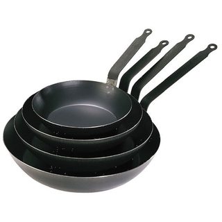 Poêle en acier - DE BUYER - La Lyonnaise - Ø24cm - Hauteur 4.5cm - Manche fixe - Tôle bleuie