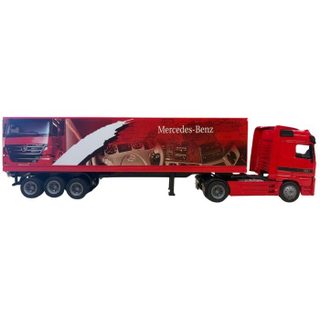 Camion miniature de collection - NEWRAY - Mercedes Benz avec remorque container - Rouge - 1/43