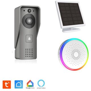 Portier Vidéo - KYF - Wifi - Rechargeable avec panneau solaire - Carillon intérieur et Carte SD 16Go