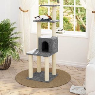 vidaXL Arbre à chat avec griffoirs en sisal Gris clair 105 cm
