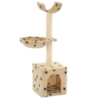 vidaXL Arbre à chat et griffoirs en sisal 105 cm Beige Motif de pattes 170626